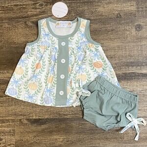 Abby/Evie Girls Size 6 Months Pumpkin Dress &Diaper Cover NWT Thanksgiving Set